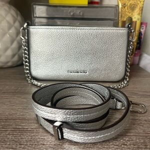 Michael Kors Bryant Small Convertible Crossbody Bag- Silver